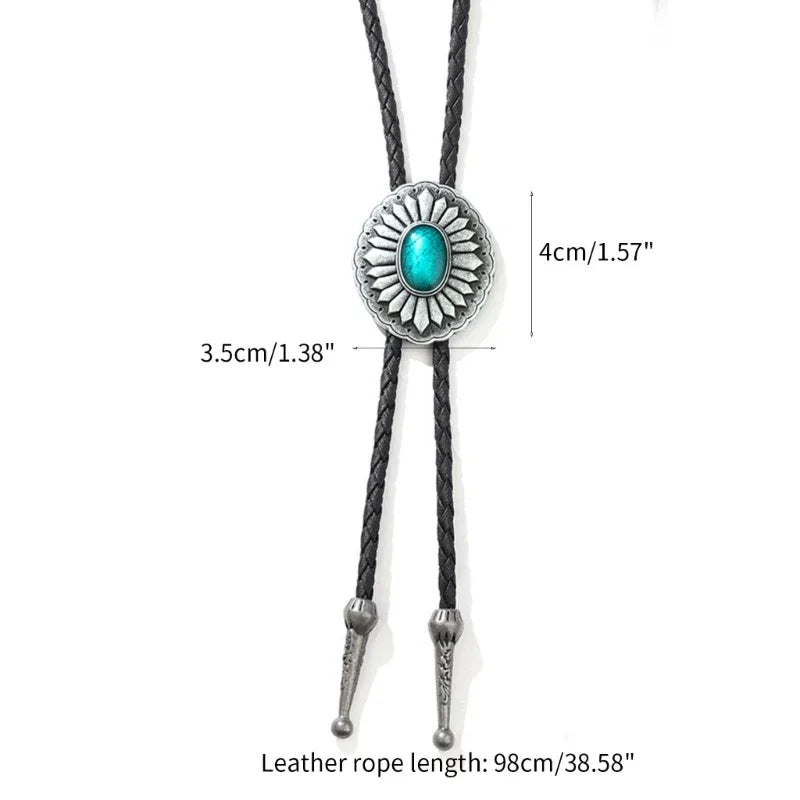 Western Carved Turquoise Bolo Tie