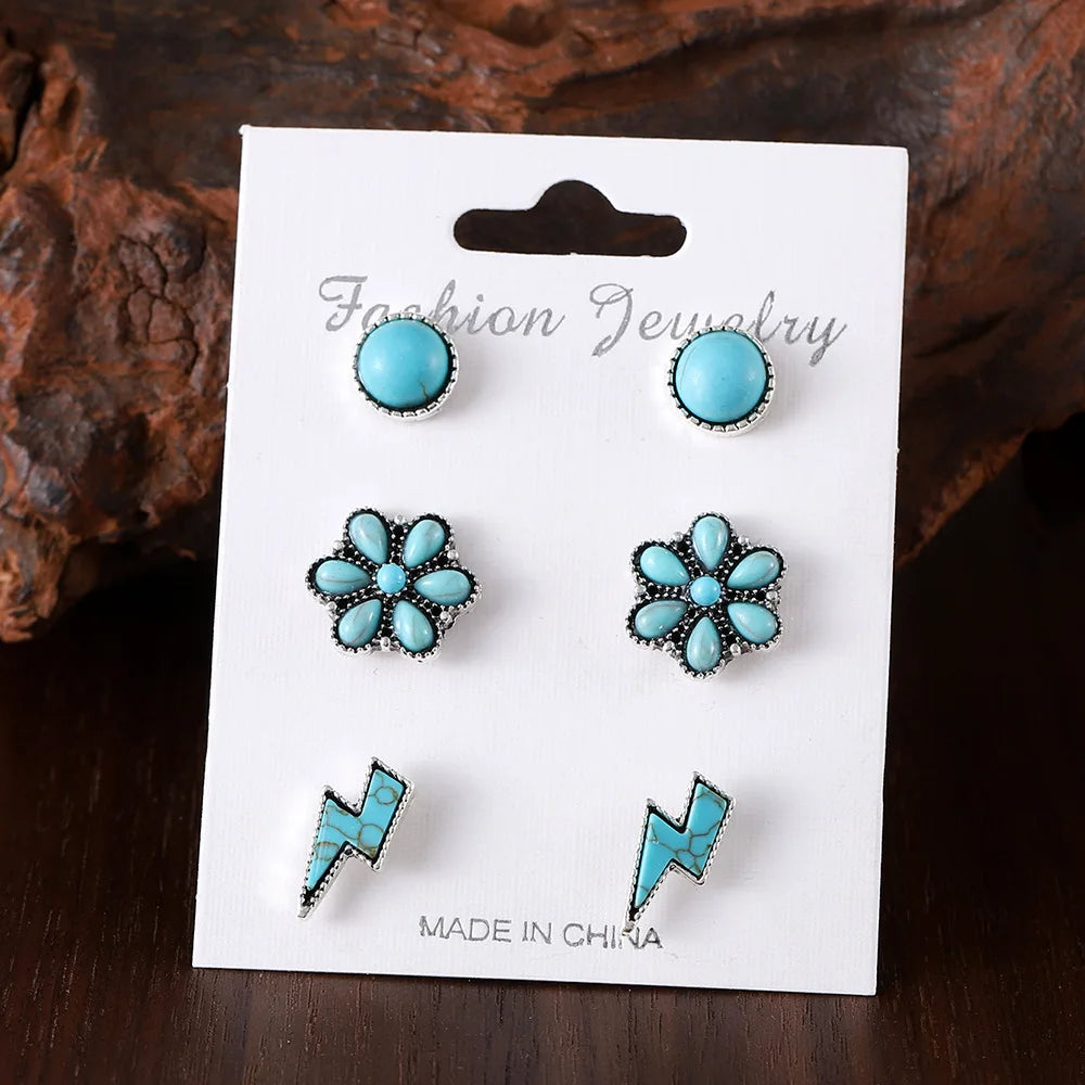 Southwestern Turquoise Earrings Set