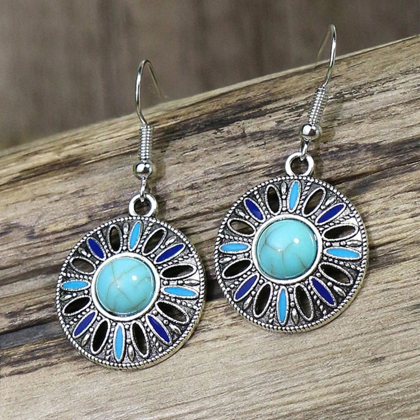 Simple Turquoise Earrings Jewelry Set