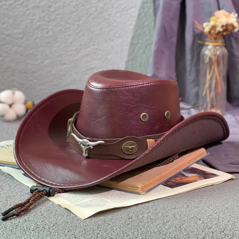 Faux Leather Cowboy Hats