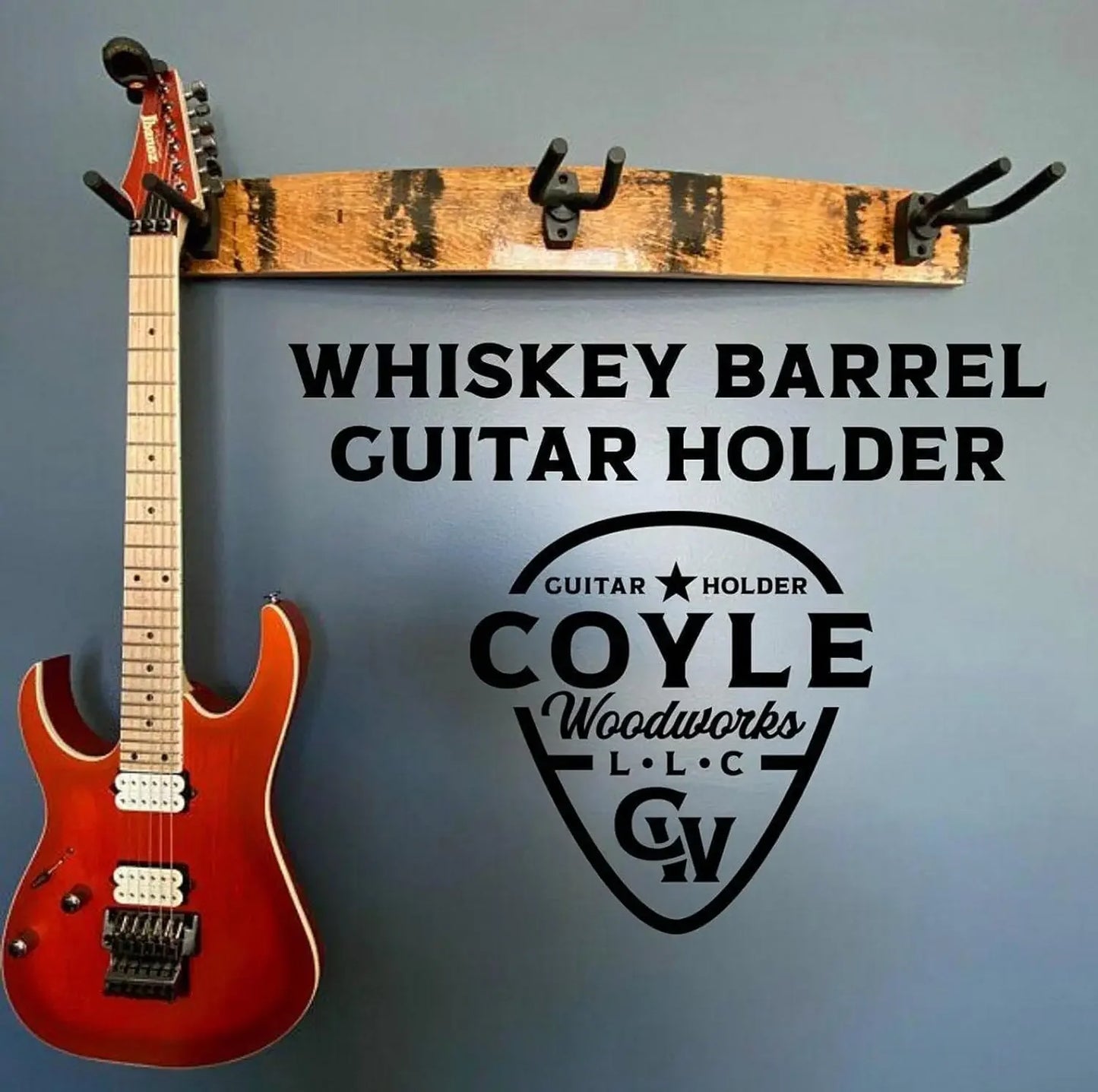 Whiskey Barrel 3-Guitar Wall Mount