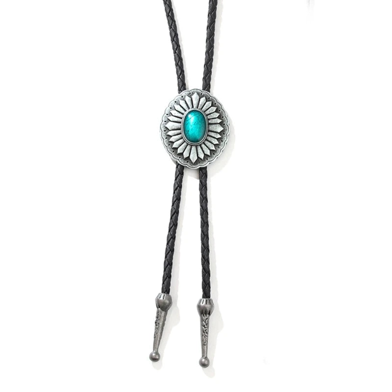 Western Carved Turquoise Bolo Tie