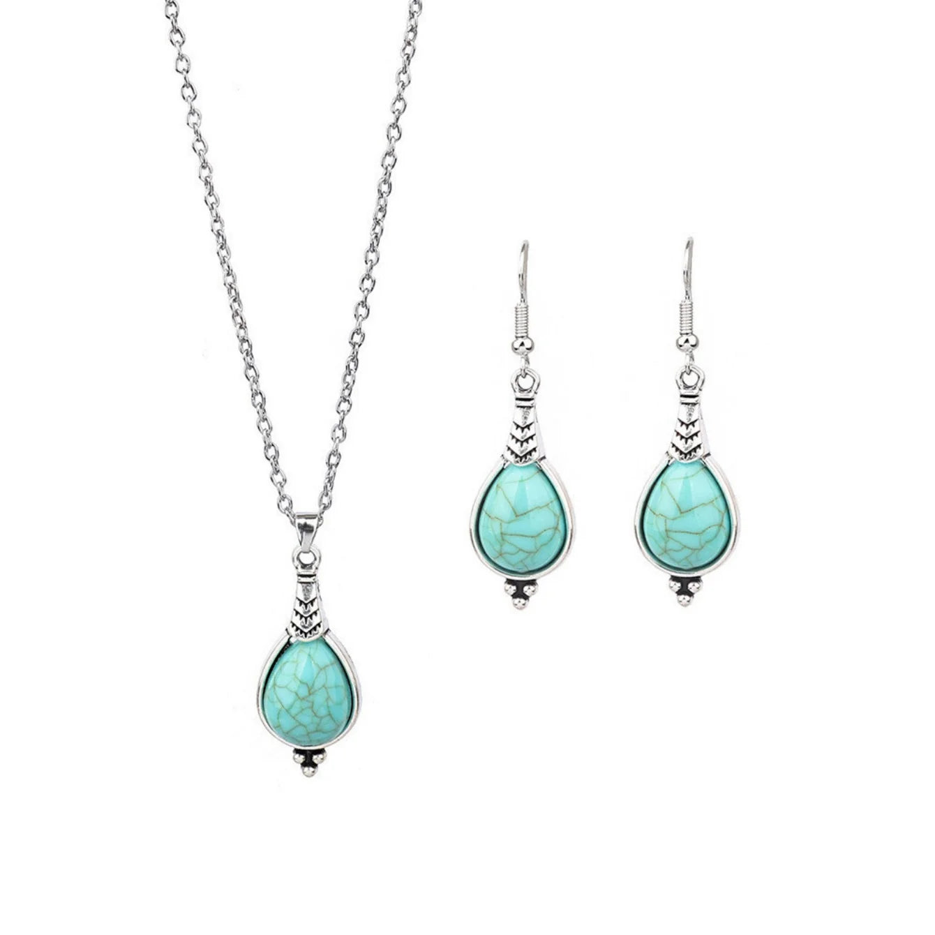 Simple Turquoise Earrings Jewelry Set