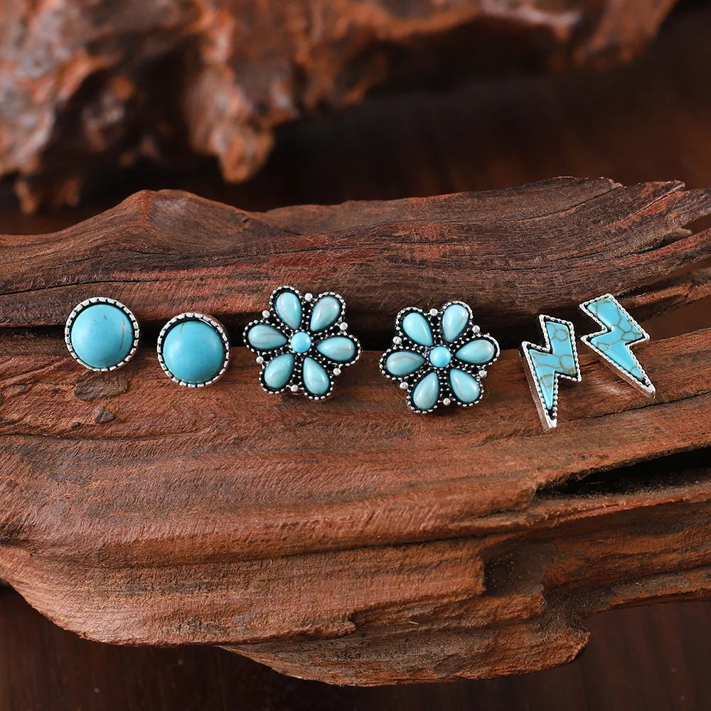 Southwestern Turquoise Earrings Set