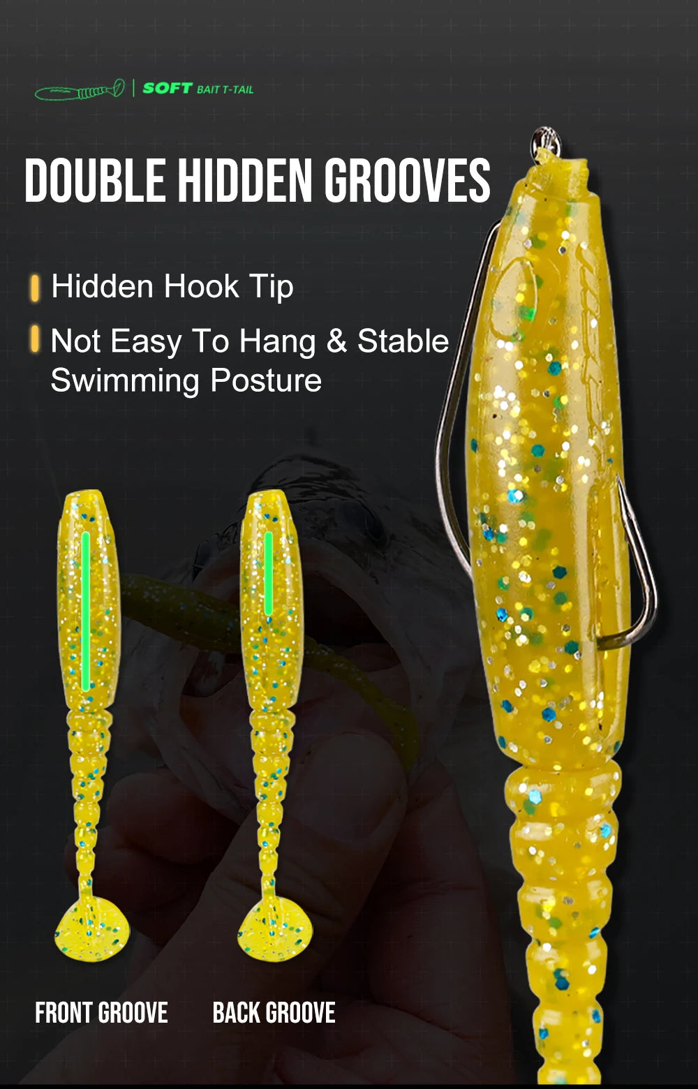 Long Thread T-Tail Soft Plastic Worm Fishing Lure