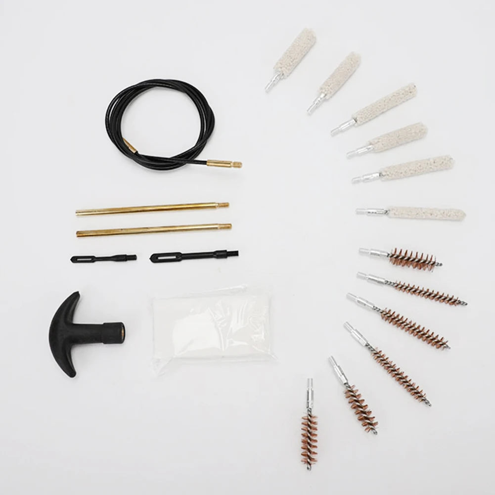 19 Pcs Gun Barrel Cleaning Kit for Handgun Rifle Pistol Gun Brush Tool for .22/.38/9mm/.40/.45 Caliber