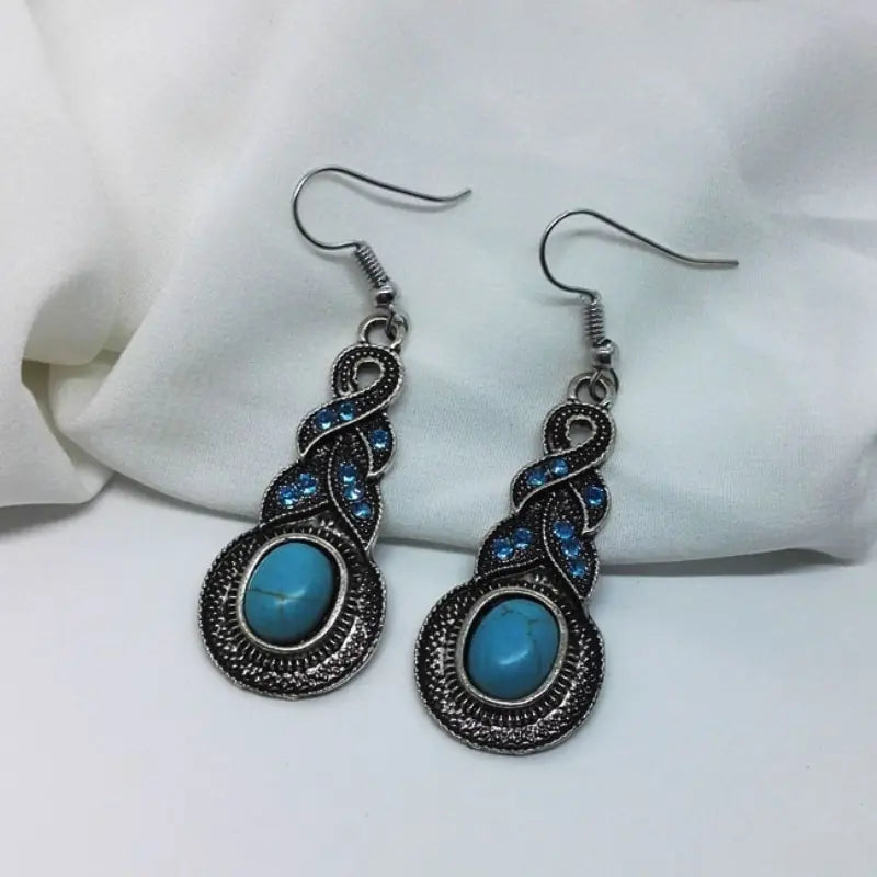 3pcs Inlaid Turquoise Necklace and Earrings Set