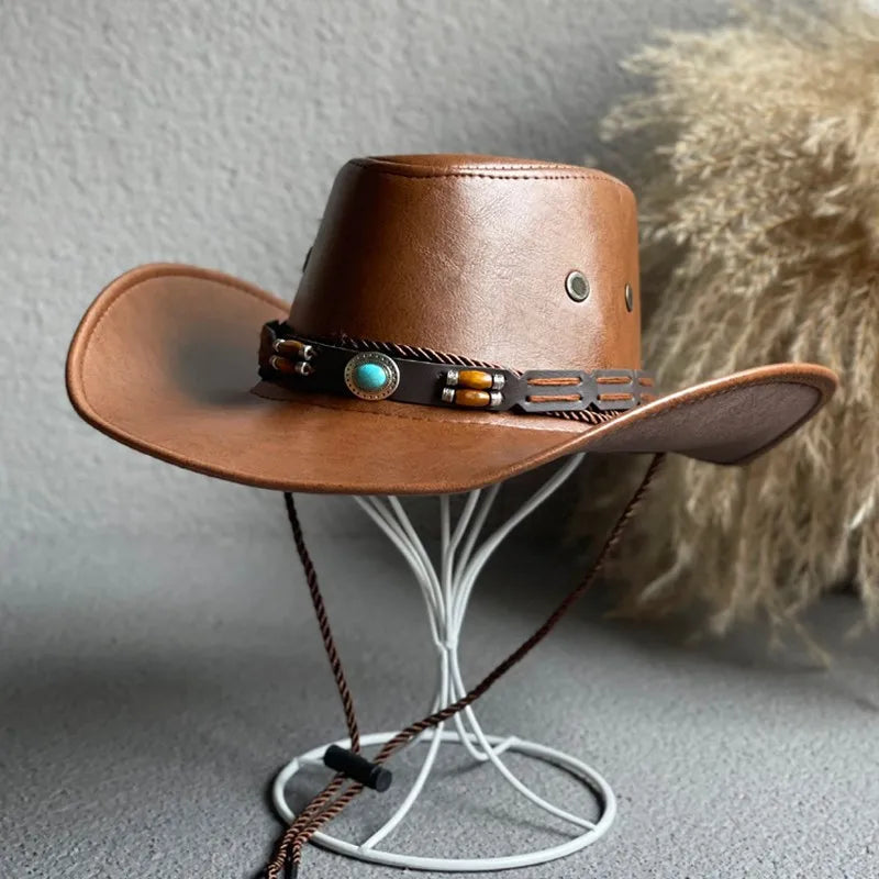 Faux Leather Cowboy Hats