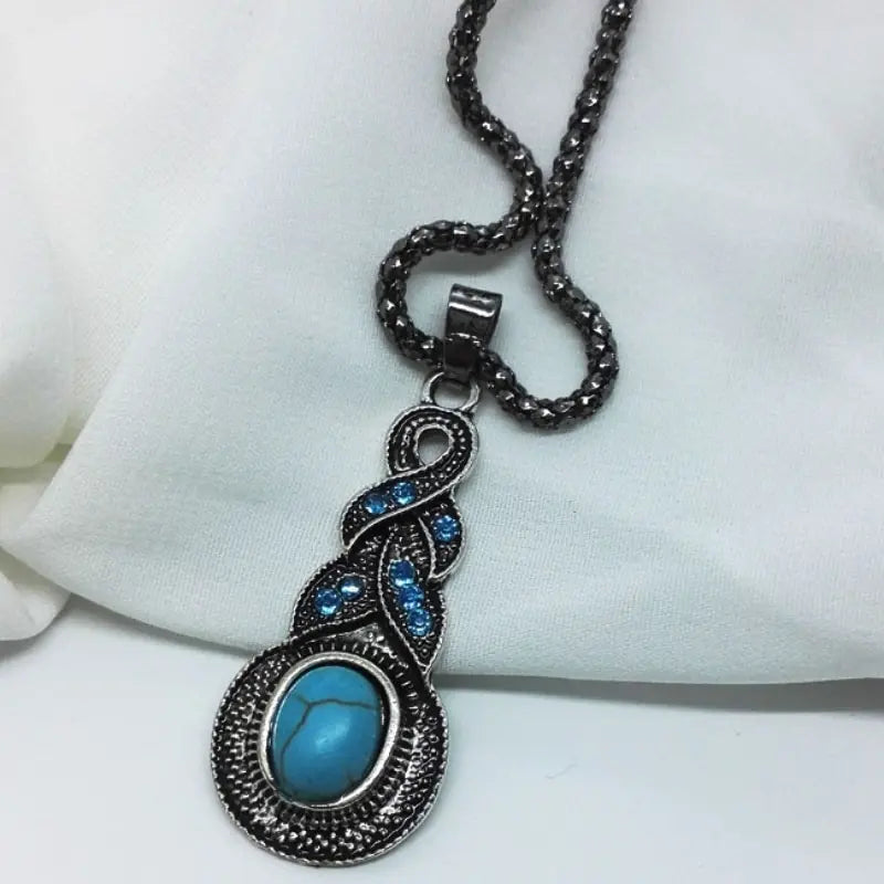 3pcs Inlaid Turquoise Necklace and Earrings Set