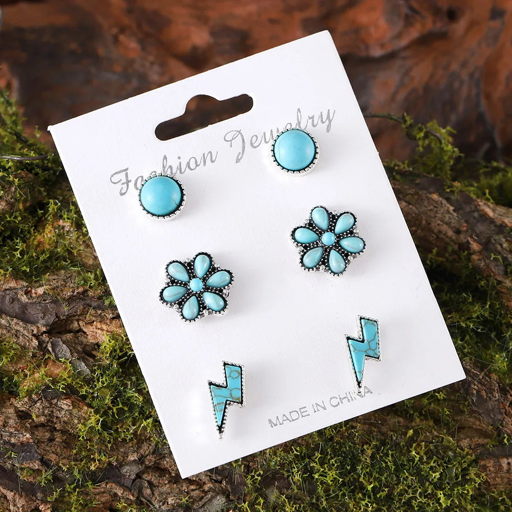 Southwestern Turquoise Earrings Set