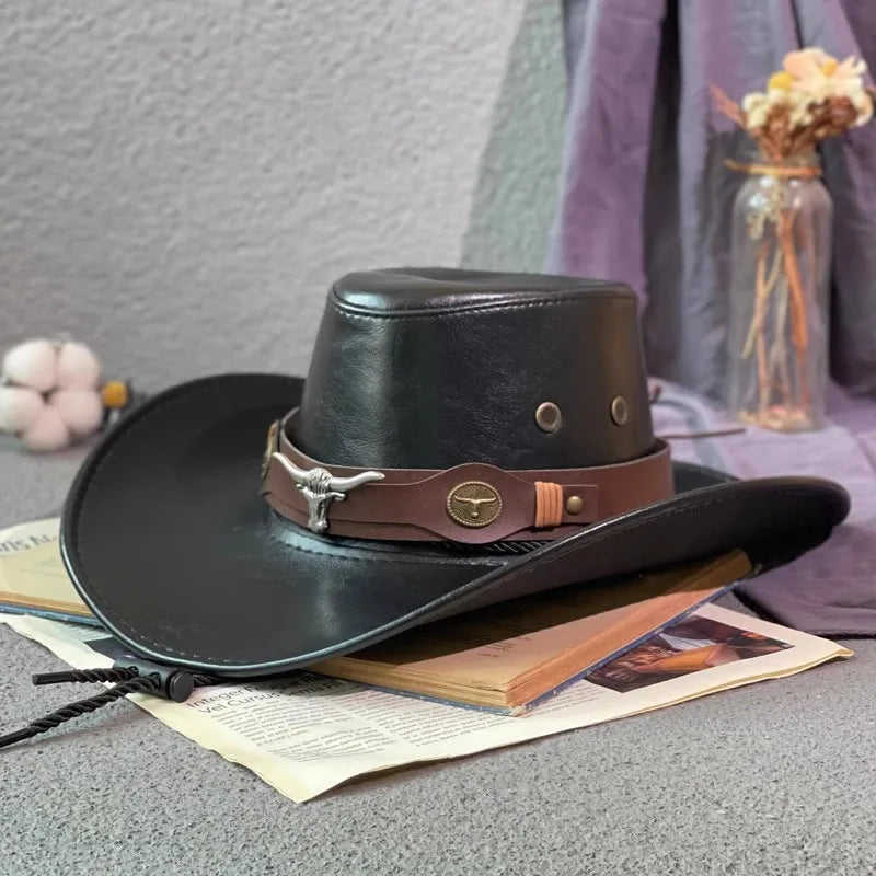 Faux Leather Cowboy Hats