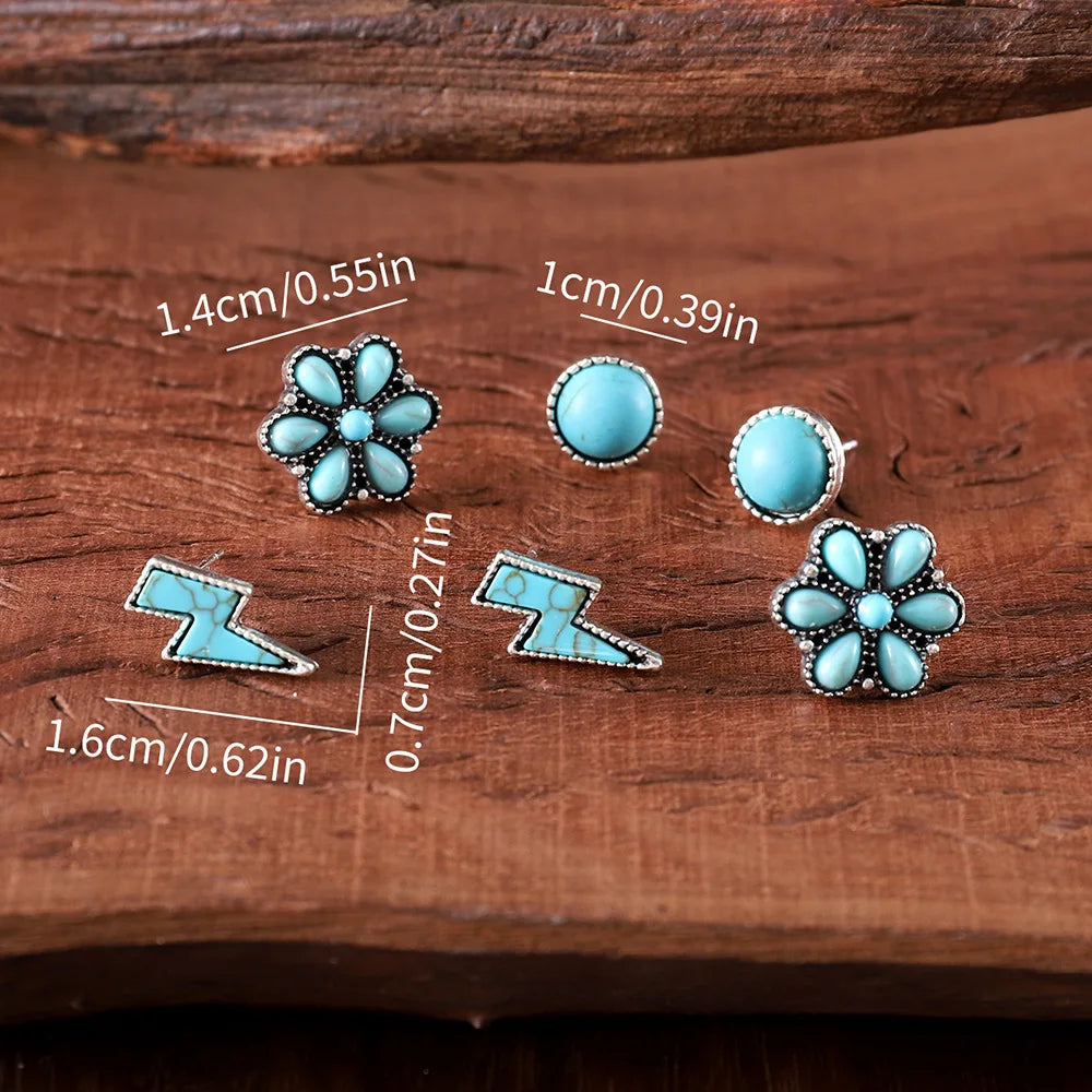 Southwestern Turquoise Earrings Set