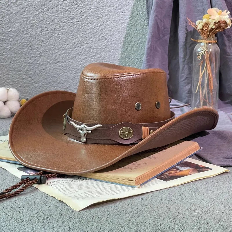 Faux Leather Cowboy Hats