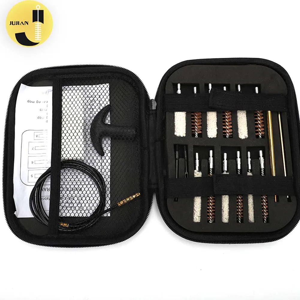 19 Pcs Gun Barrel Cleaning Kit for Handgun Rifle Pistol Gun Brush Tool for .22/.38/9mm/.40/.45 Caliber