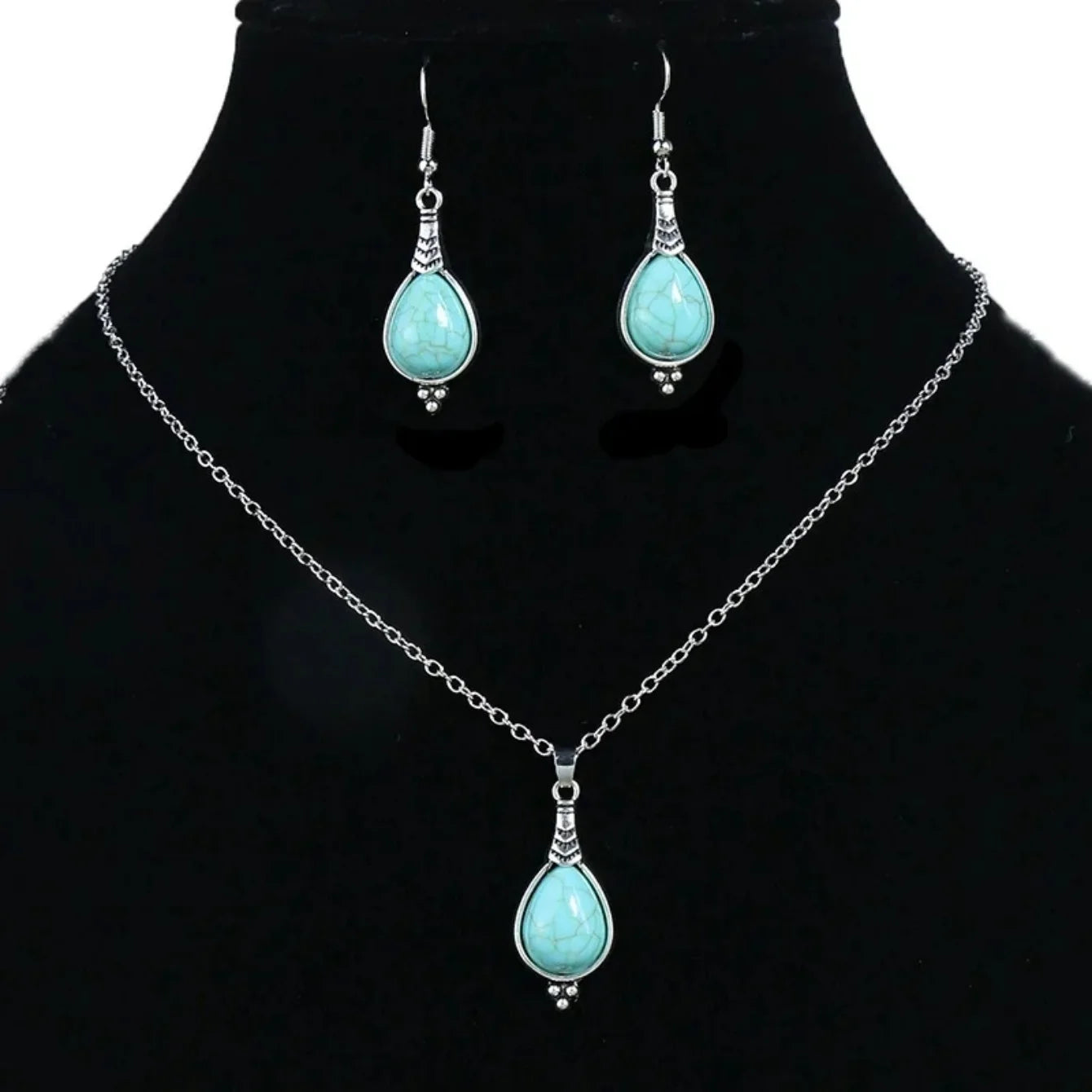 Simple Turquoise Earrings Jewelry Set