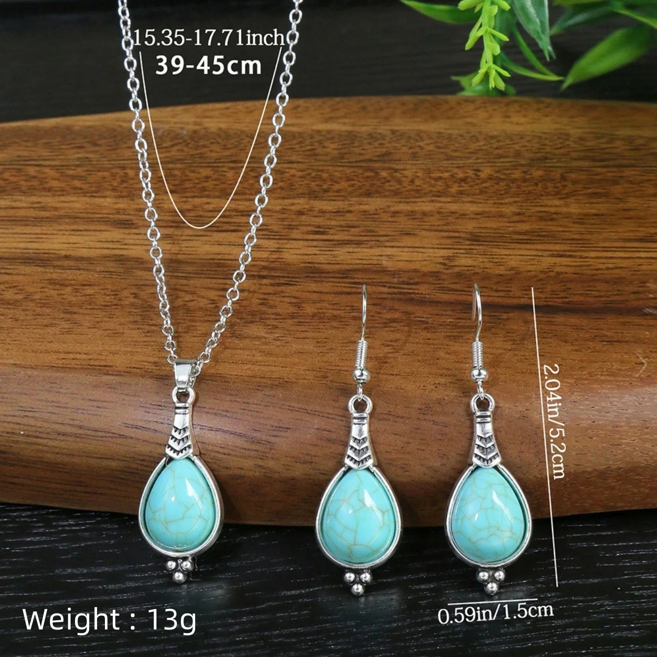 Simple Turquoise Earrings Jewelry Set