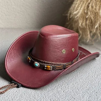 Faux Leather Cowboy Hats