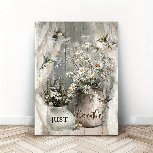 Vintage Canvas Painting - "Just Breathe"