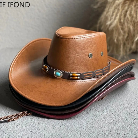 Faux Leather Cowboy Hats