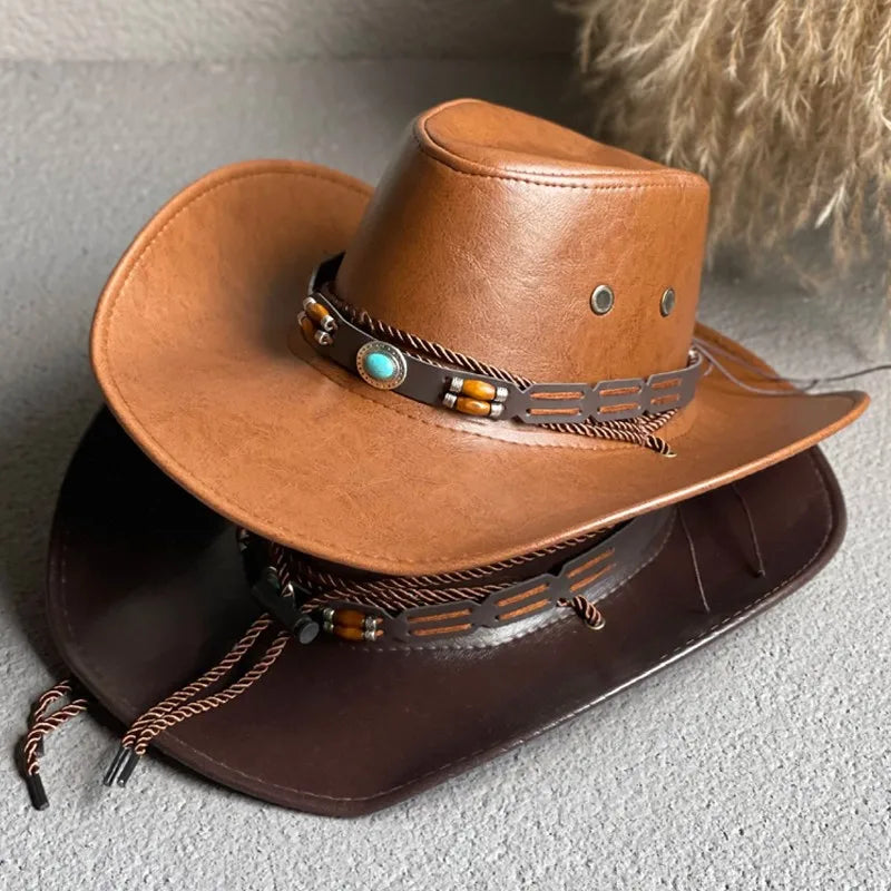 Faux Leather Cowboy Hats