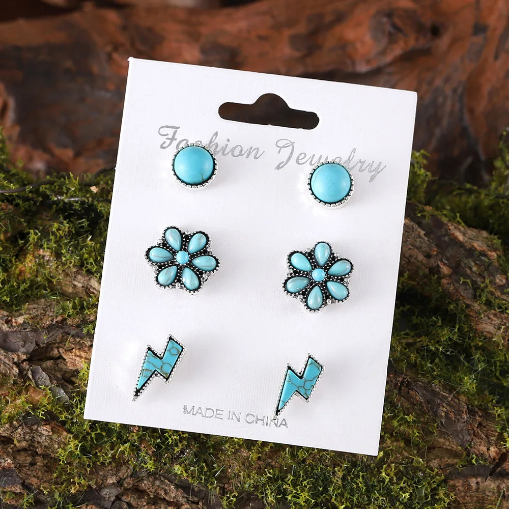 Southwestern Turquoise Earrings Set