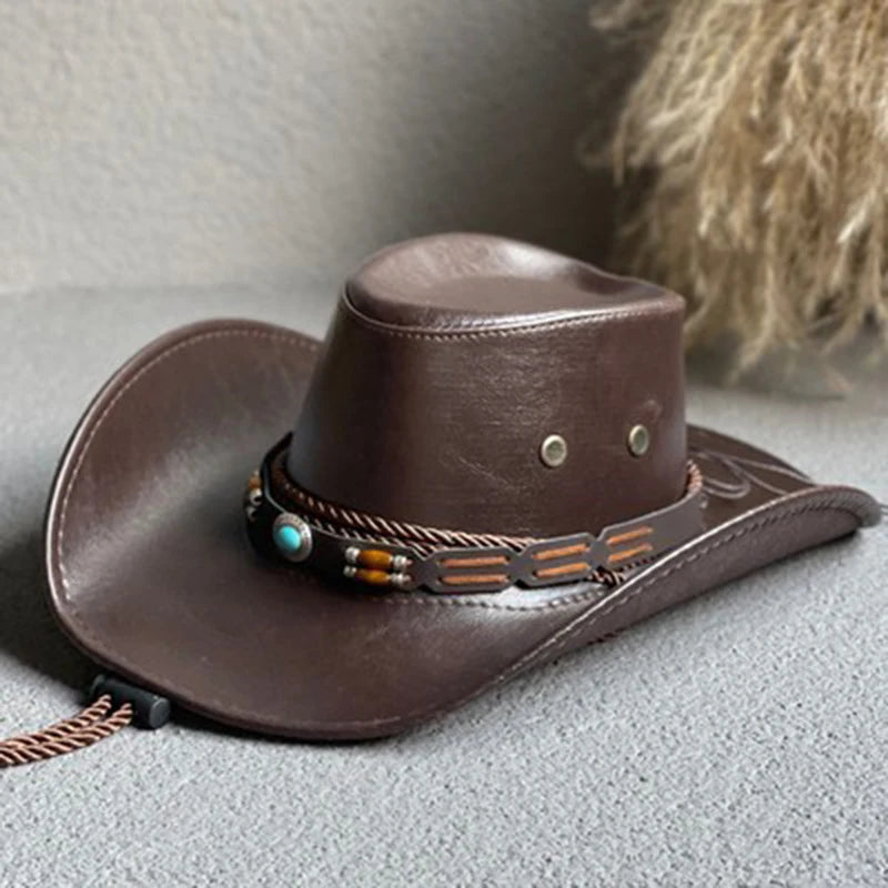 Faux Leather Cowboy Hats