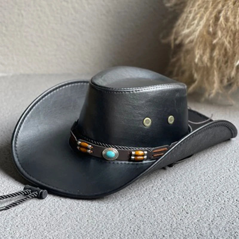 Faux Leather Cowboy Hats