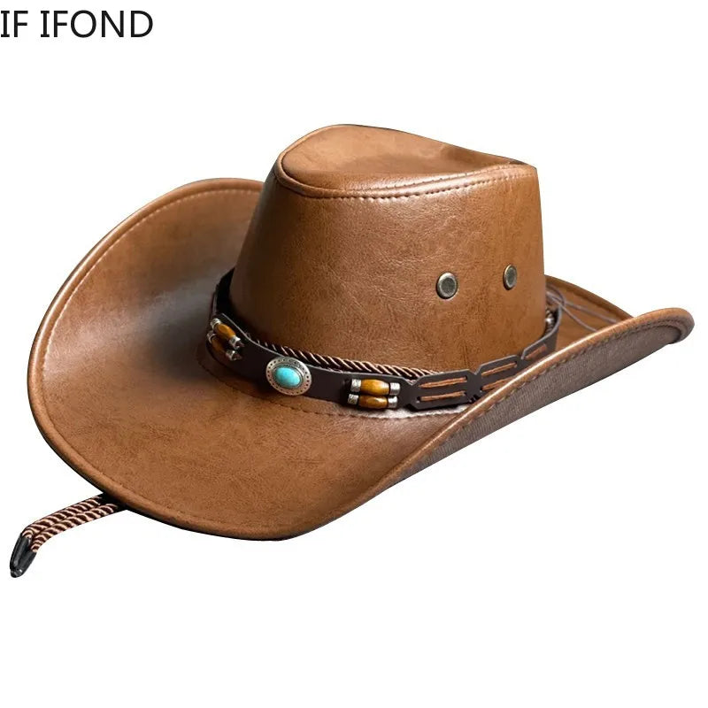 Faux Leather Cowboy Hats