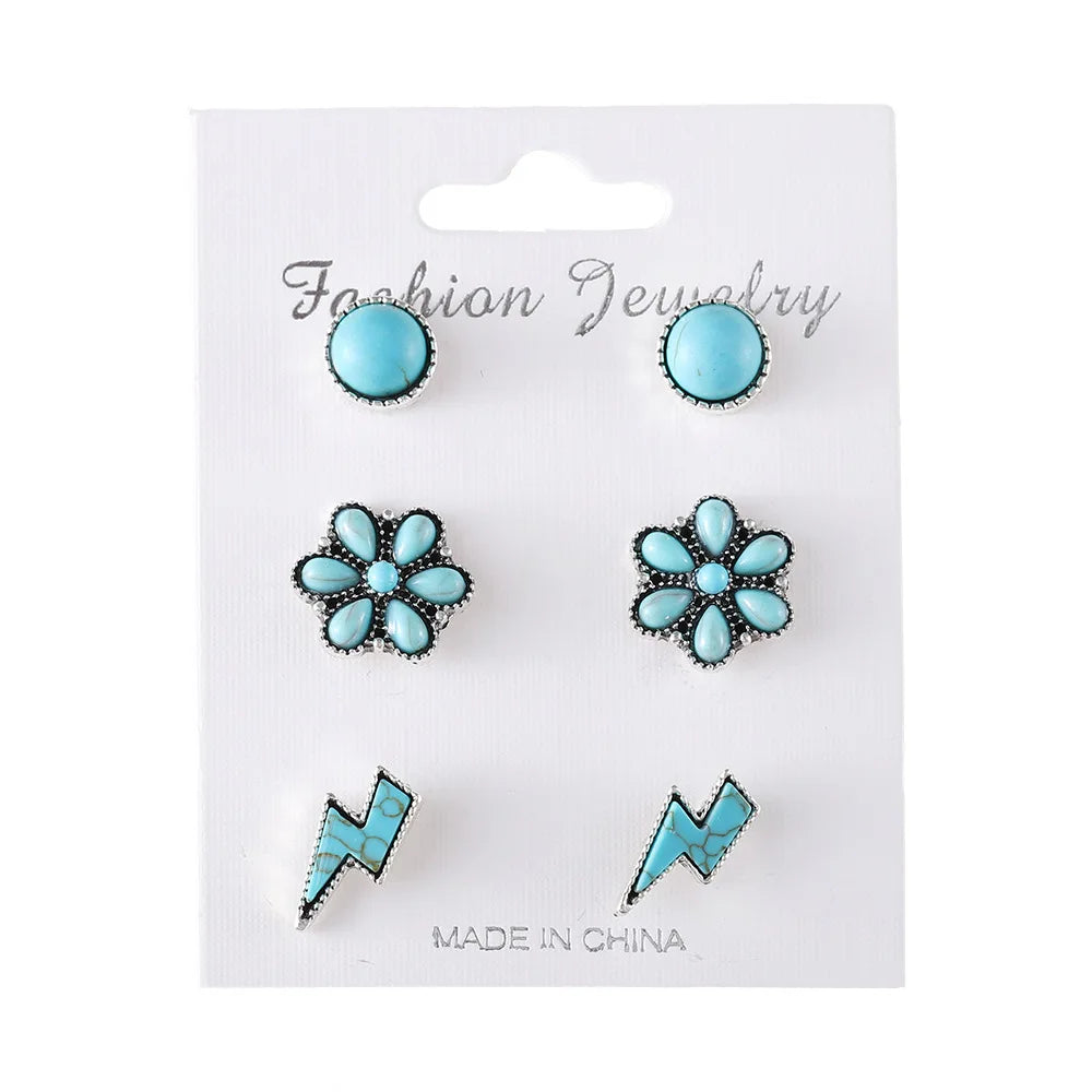 Southwestern Turquoise Earrings Set