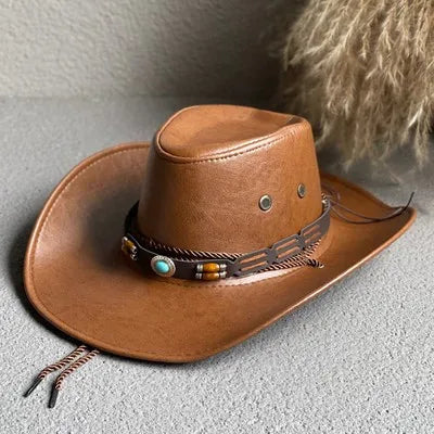 Faux Leather Cowboy Hats