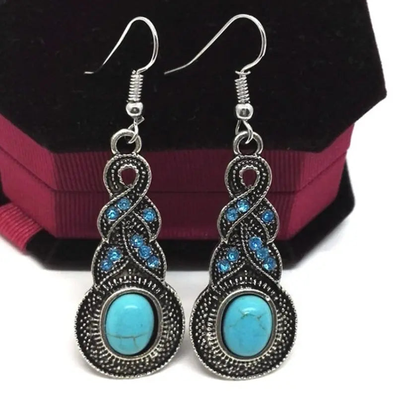 3pcs Inlaid Turquoise Necklace and Earrings Set