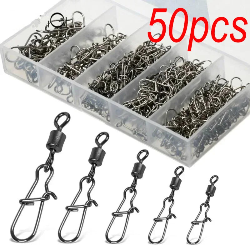 50 pc/box Stainless Steel Fishing Swivels 4# 6# 8#10#12#