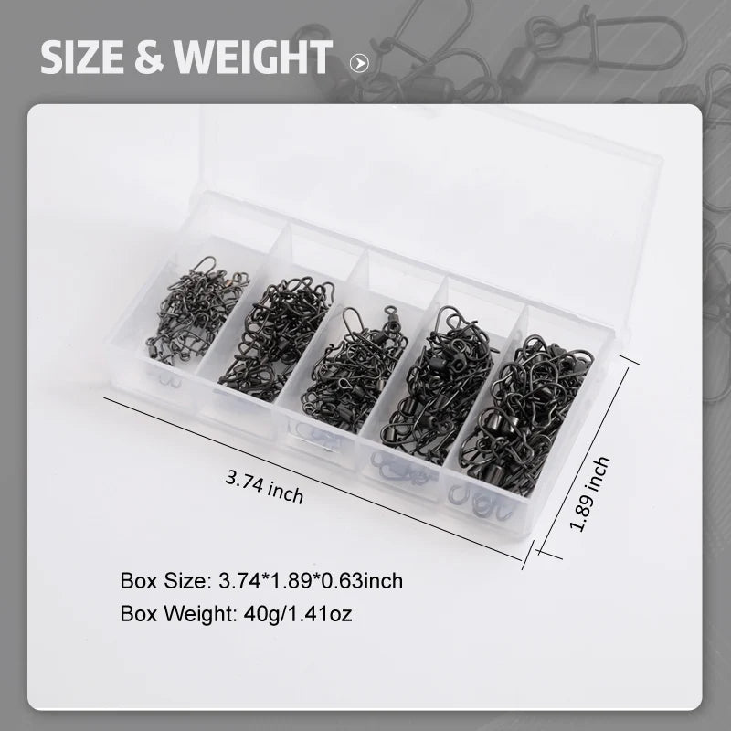 50 pc/box Stainless Steel Fishing Swivels 4# 6# 8#10#12#